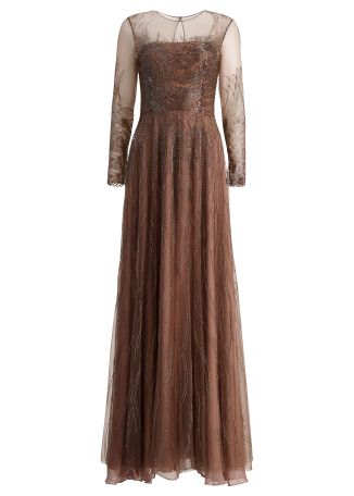 Bead-embellished tulle gown