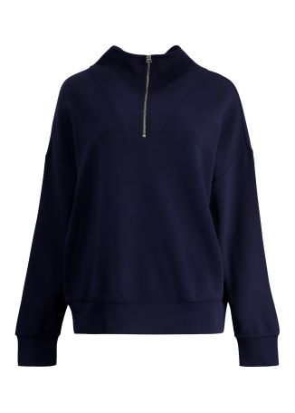 Hawley navy zip-detail stretch-jersey sweatshirt