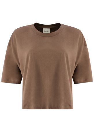Venice easy brown cropped cotton t-shirt