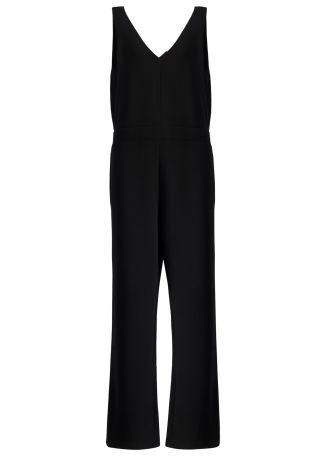 Alina black wide-leg stretch-jersey jumpsuit
