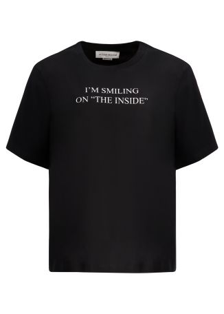 Black printed cotton t-shirt