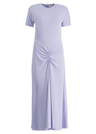 Lilac gathered stretch-jersey midi dress