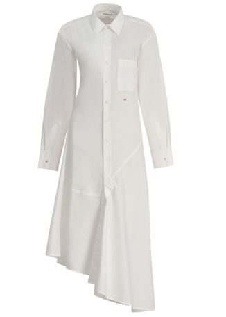 White panelled cotton midi dress