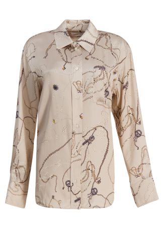 Printed silk pyjama shirt