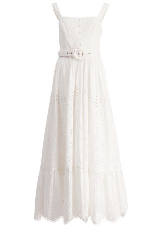 Adya white broderie-anglaise cotton maxi dress