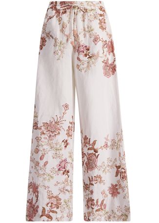 Diza floral-print linen-blend trousers