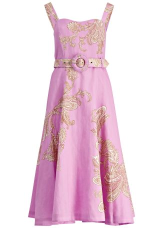 Jiah printed linen-blend midi dress