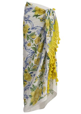 Sicily floral-print linen-blend sarong