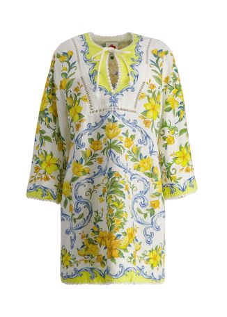 Sicily floral-print linen-blend mini dress