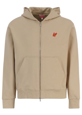 Beige logo-embroidered cotton sweatshirt