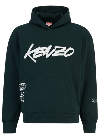 Kenzo x futura 2000 green hooded cotton sweatshirt