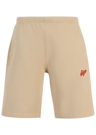 Beige logo-embroidered cotton shorts