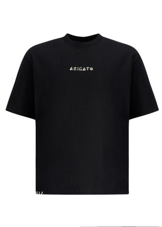 Threaded black logo-embroidered cotton t-shirt