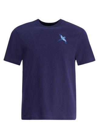 Micro bee bird navy embroidered cotton t-shirt