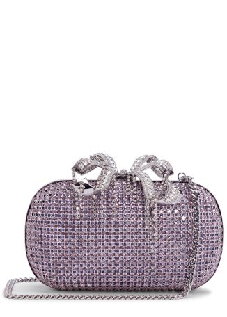 Lilac crystal-embellished clutch