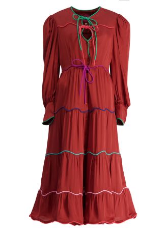 Hope brown tiered cotton-blend midi dress