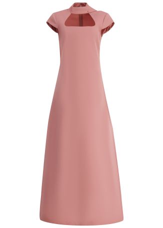 Ingrid pink tie-detail cotton-blend maxi dress