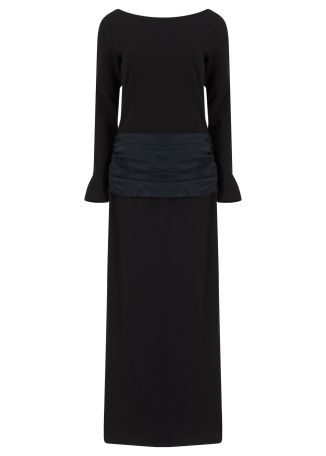 Holland black draped-detail rayon-blend maxi dress
