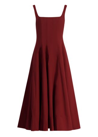 Wells burgundy panelled stretch-cotton midi dress