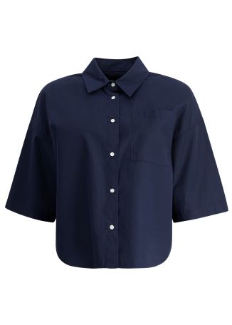Frances navy cropped cotton shirt