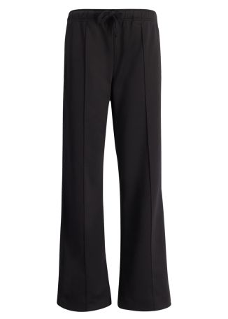 Black pintuck cotton-blend track pants
