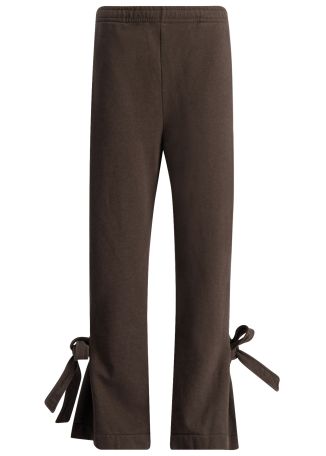 Brown bow-detailing cotton joggers