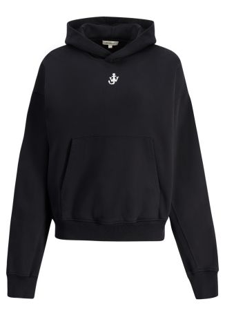 Black hooded cotton sweatshirt