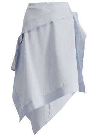 Blue asymmetric cotton midi skirt