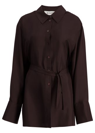 Burgundy cut-out silk shirt