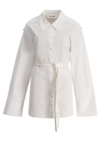 White hybrid cotton and silk shirt