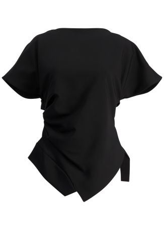 Black asymmetric stretch-jersey top
