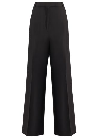Black wide-leg wool trousers