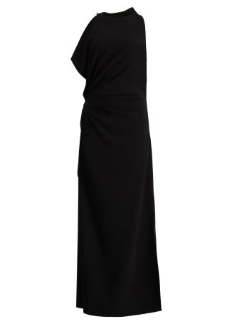 Devyn black ruched crepe maxi dress