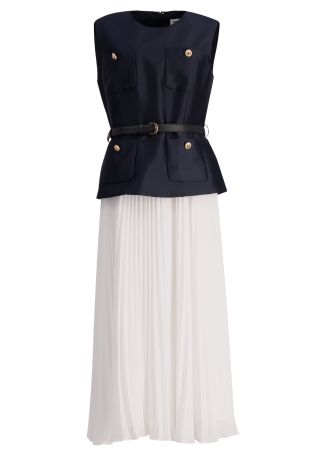 Layered taffeta and chiffon midi dress