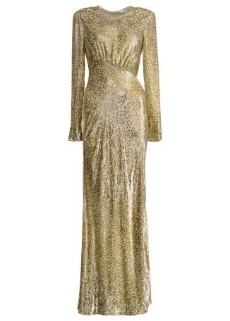 Gold cut-out silk-blend maxi dress