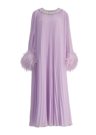 Lilac pleated chiffon midi dress
