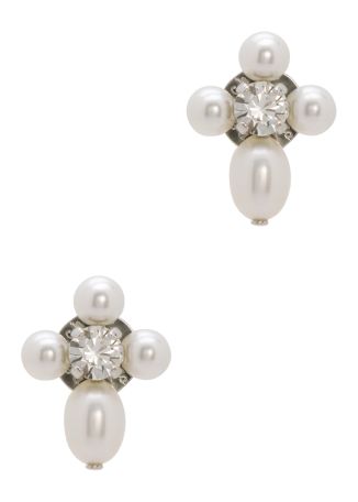 Pebble navy pearl-embellished stud earrings