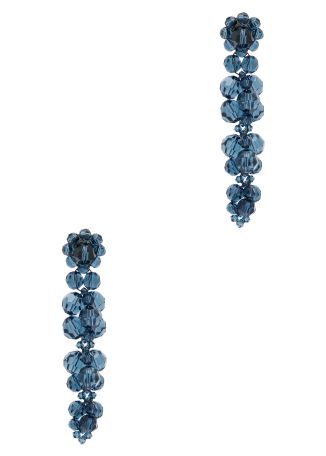 Blue bead-embellished drop earrings