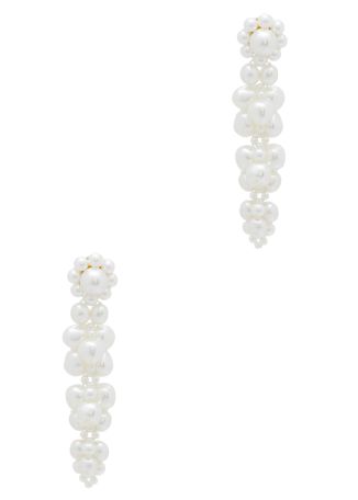 Ivory pearl-embellished drop earrings