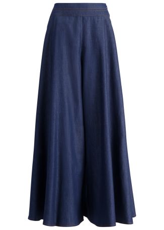 Clarity blue wide-leg denim trousers