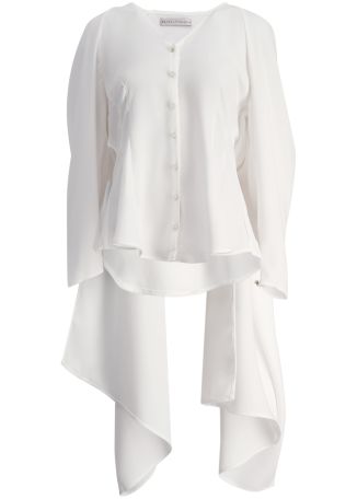In your arms ivory asymmetric crepe shirt