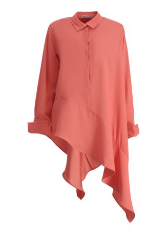 Desire pink asymmetric crepe shirt