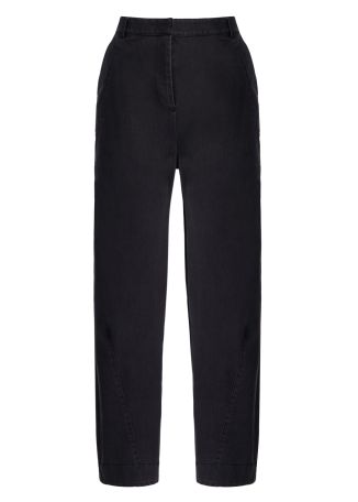 Worries fade navy tapered-leg cotton-blend trousers