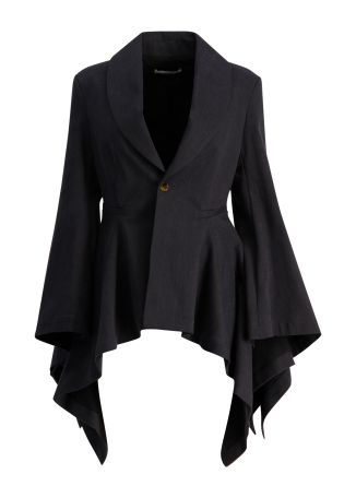 Devoted navy asymmetric cotton-blend blazer