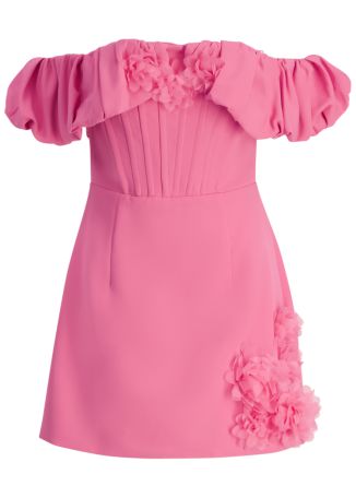 Klara pink off-the-shoulder crepe mini dress