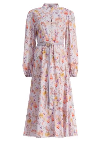 Ines floral-print linen midi dress