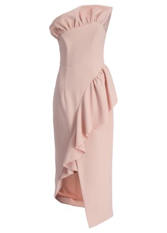 Ava pink frill-trimmed midi dress
