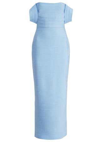 Fiona blue bandage-knit maxi dress