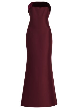 Burgundy strapless mikado gown