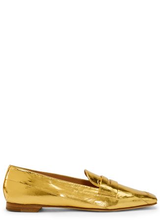 Doublet gold metallic leather loafers